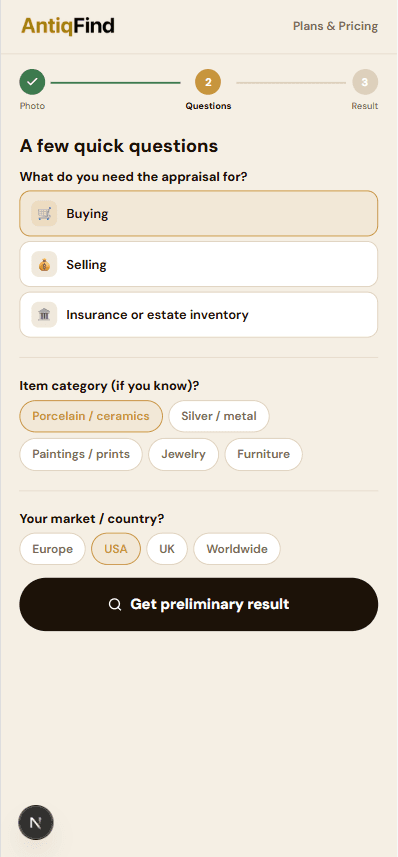 Web funnel screen