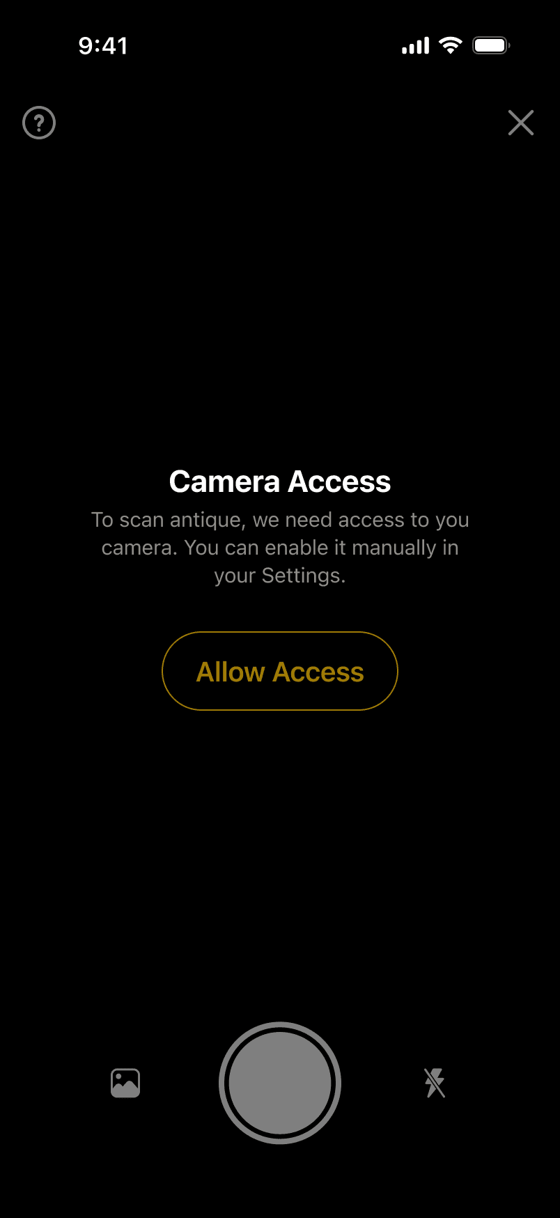 Camera access — permission