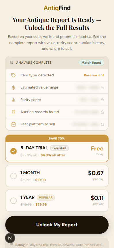 Web funnel screen