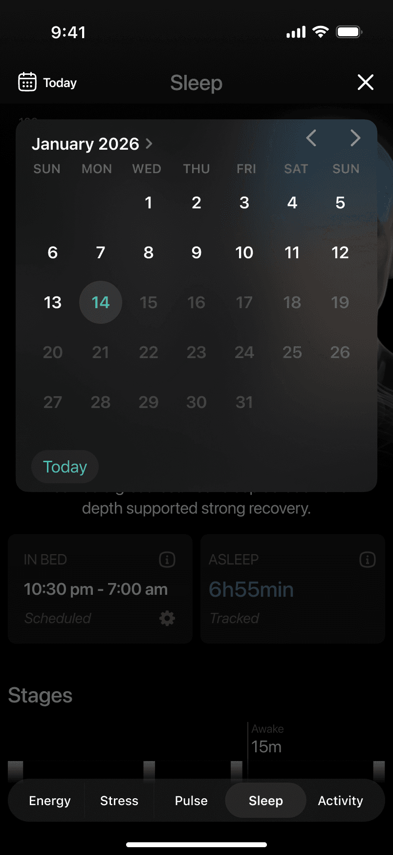 Sleep — calendar