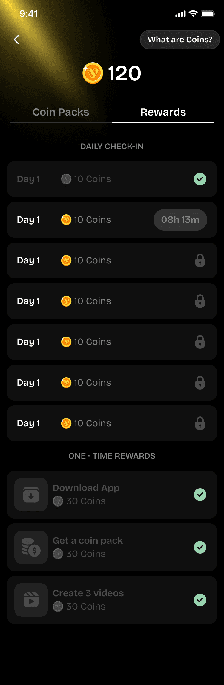 Low-coin warning screen